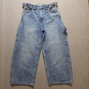 Alcott Carpenter Jeans Women 30 Light Blue Wide Leg Hammer Loop Cinch Waist